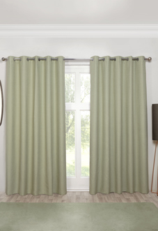Cosmos (Blackout) Eyelet, Green - Ready Made Curtains